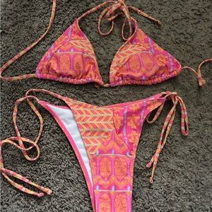 Vibrant Pink and Orange Bikini Set